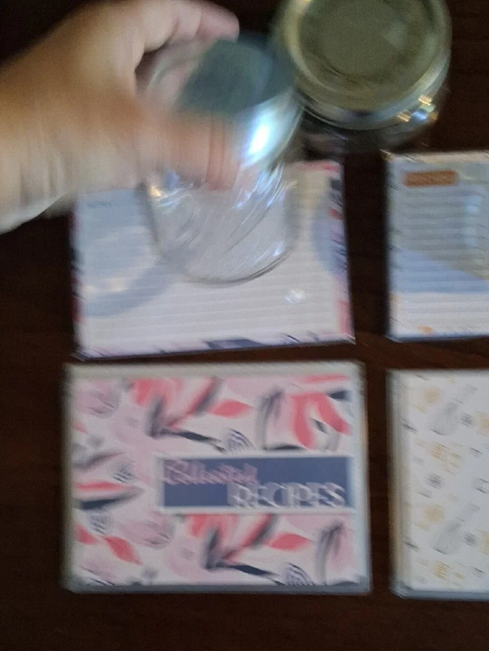 Recipe Card and Ball Mason Jar Set - Pink & Cream Collected Recipes NEW